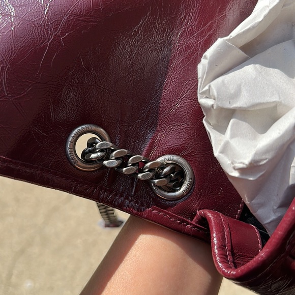 Ysl saint laurent Niki medium Crinkled leather Burgundy NO TRADE FIRM - Picture 8 of 17